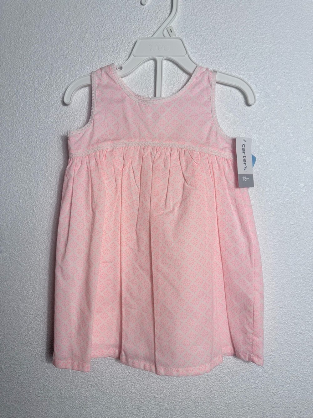 Carter's Light Pink Sleeveless Cotton Dress 18M nwt